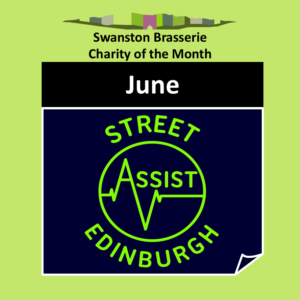 Logo for Street Assist Edinburgh - bright green writing on a deep blue background