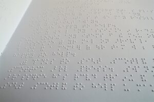 Image shows Braille on a page